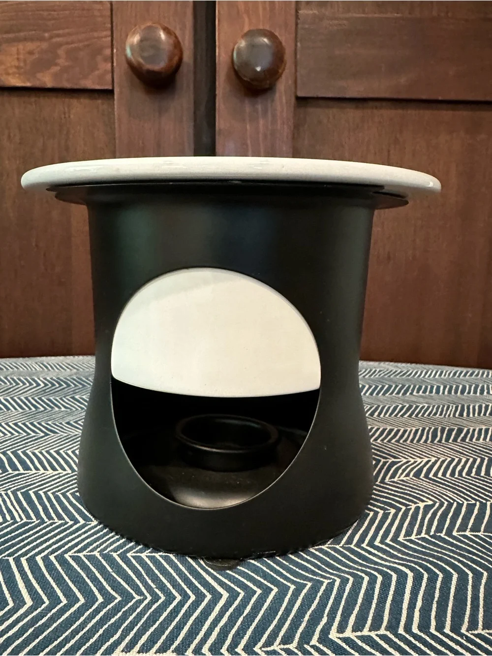 Metal and ceramic tea light fondue set • vintage